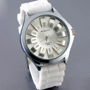 Dámské hodinky se silikonovým páskem, bílá
